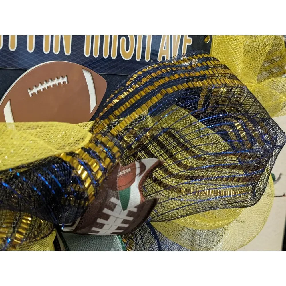 Notre Dame Fighting Irish Handmade Football Wreath GameDay Front Door Decor